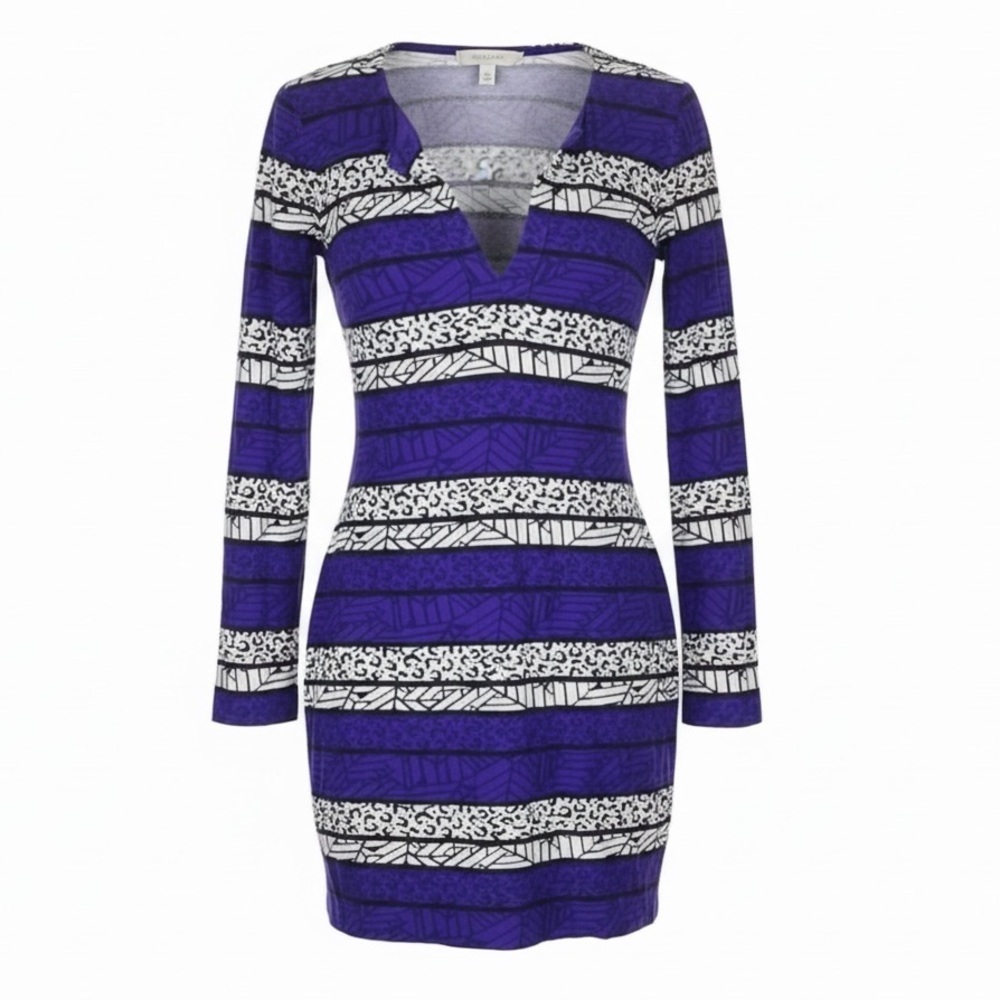 DVF Diane von Furstenberg Purple Black Printed Sheath Dress Size 2